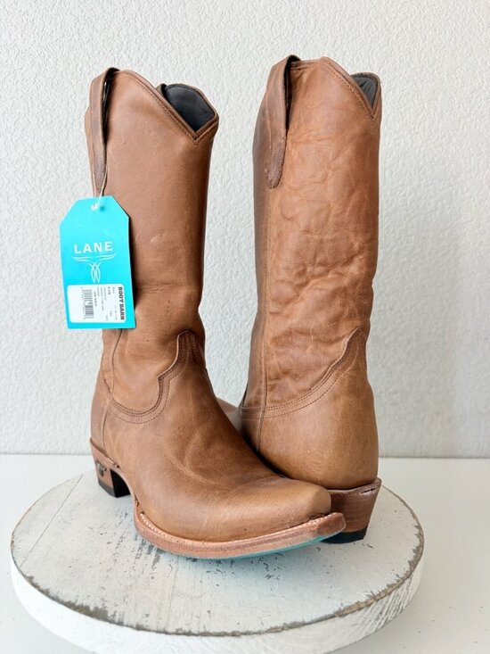 Lane boots Shoes - Lane EMMA JANE Brown Cowboy Boots Size 8 Western Cowgirl Mid Calf Tall Snip Toe